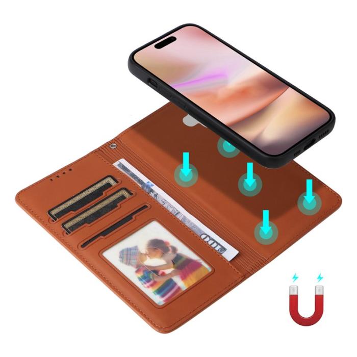 BETOPNICE - BETOPNICE iPhone 16 Plus Plånboksfodral - Avtagbart Konstläder - Brun