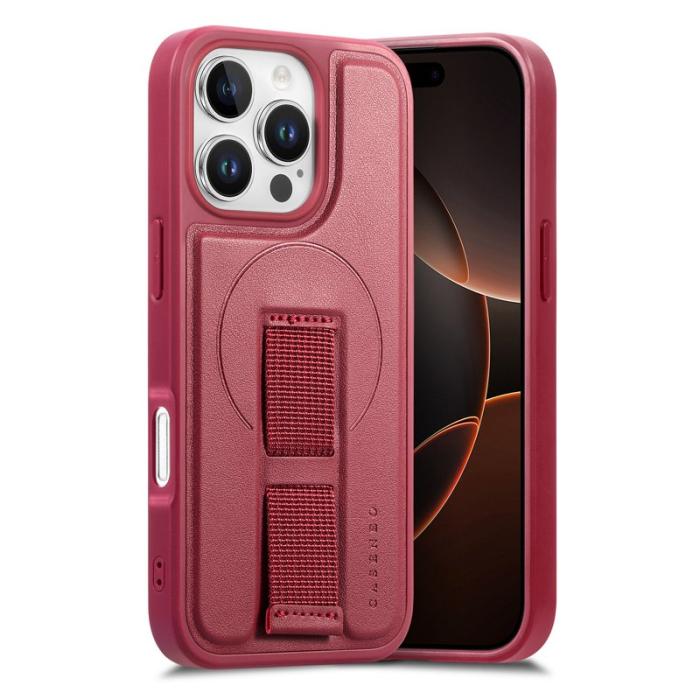 CASENEO - CASENEO iPhone 16 Pro Fodral Magnetiskt KonstLäder - Röd