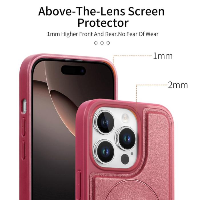 CASENEO - CASENEO iPhone 16 Pro Fodral Magnetiskt KonstLäder - Röd