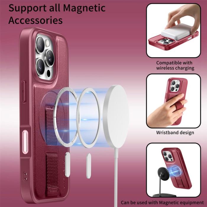 CASENEO - CASENEO iPhone 16 Pro Fodral Magnetiskt KonstLäder - Röd