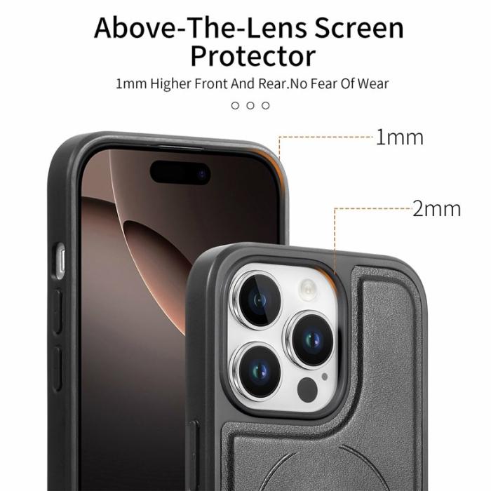CASENEO - CASENEO iPhone 16 Pro Fodral Magnetiskt KonstLäder - Svart