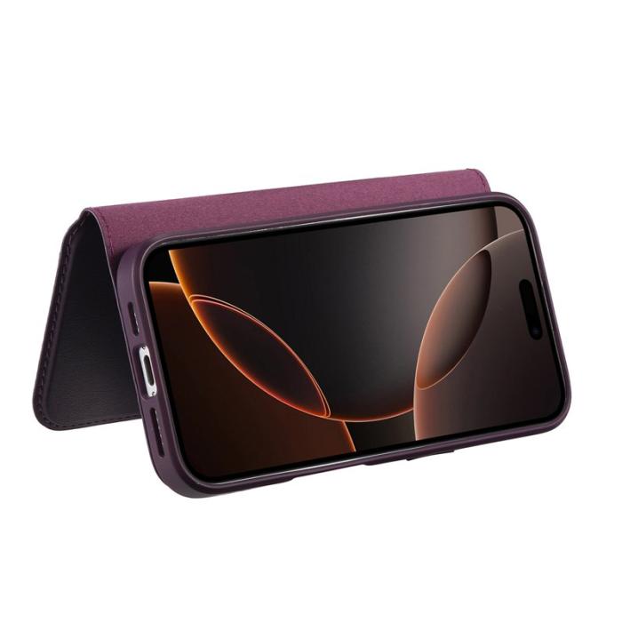 CASENEO - CASENEO iPhone 16 Pro Plånboksfodral Magnetiskt RFID Blocker Konstläder - Lila