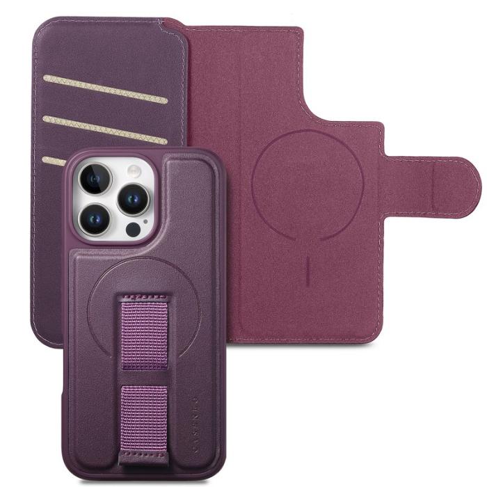 CASENEO - CASENEO iPhone 16 Pro Plånboksfodral Magnetiskt RFID Blocker Konstläder - Lila