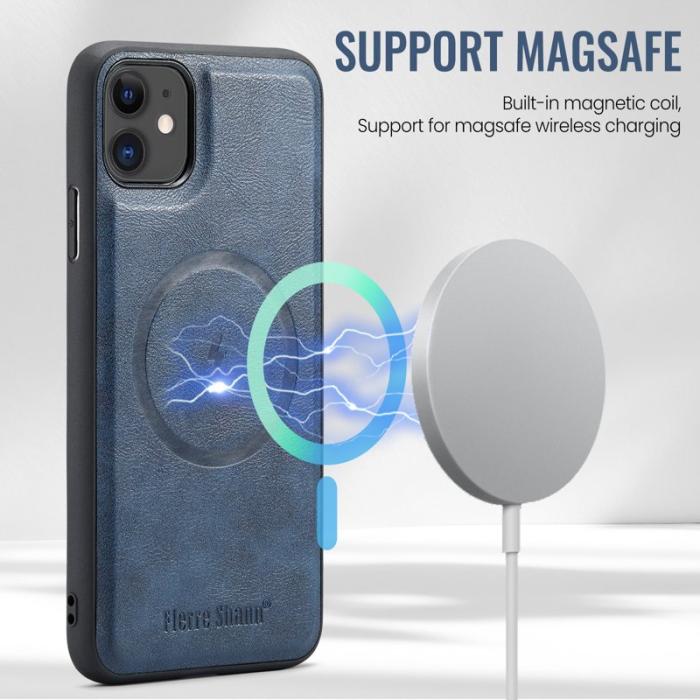 FIERRE SHANN - FIERRE SHANN 025 Fodral för iPhone 11 KonstLäder - Blå