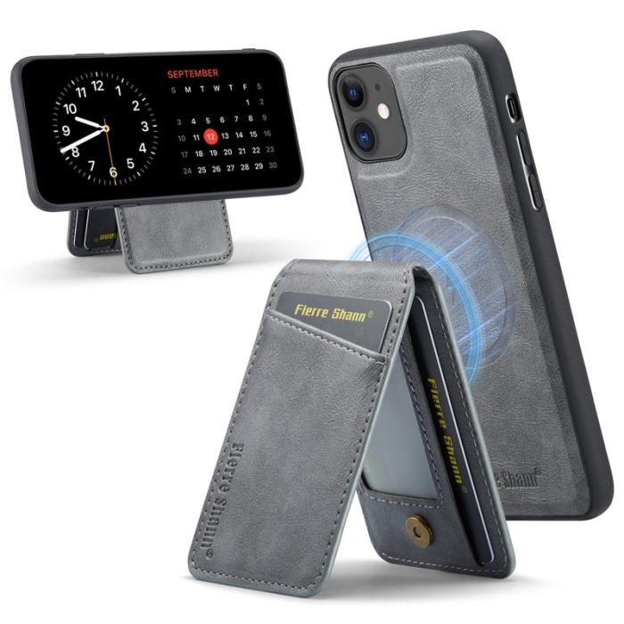 FIERRE SHANN - FIERRE SHANN 025 Fodral för iPhone 11 KonstLäder - Grå