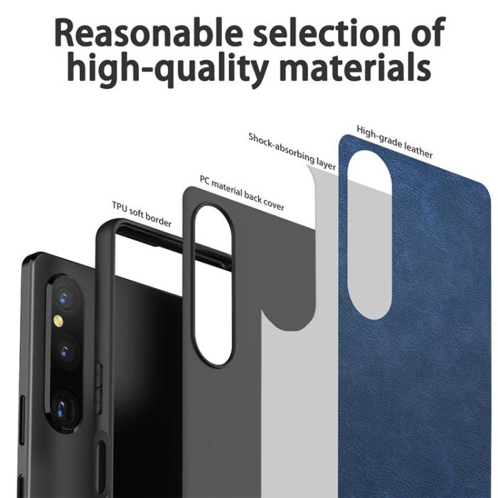 A-One Brand - Sony Xperia 10 V Mobilskal TPU PU-Läder - Blå