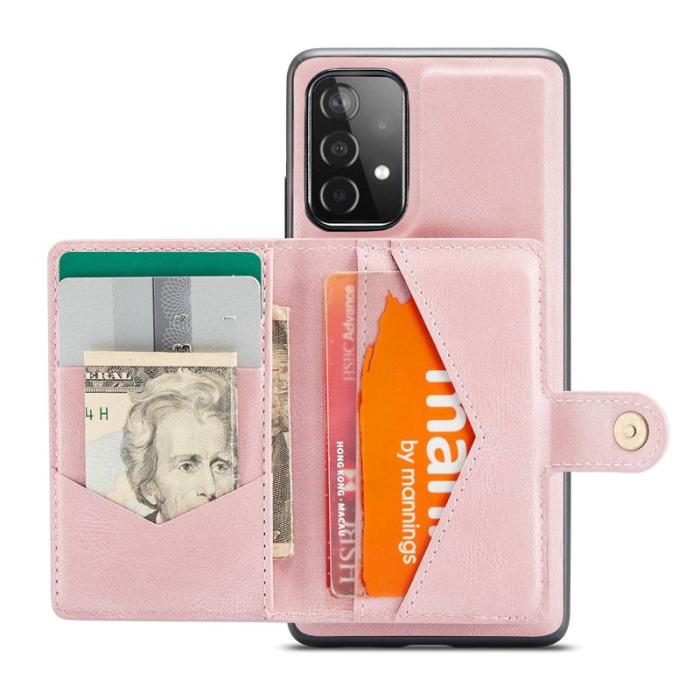 JEEHOOD - JEEHOOD Magnetic Konstläder Plånboksfodral för Samsung Galaxy A32 5G - Roséguld