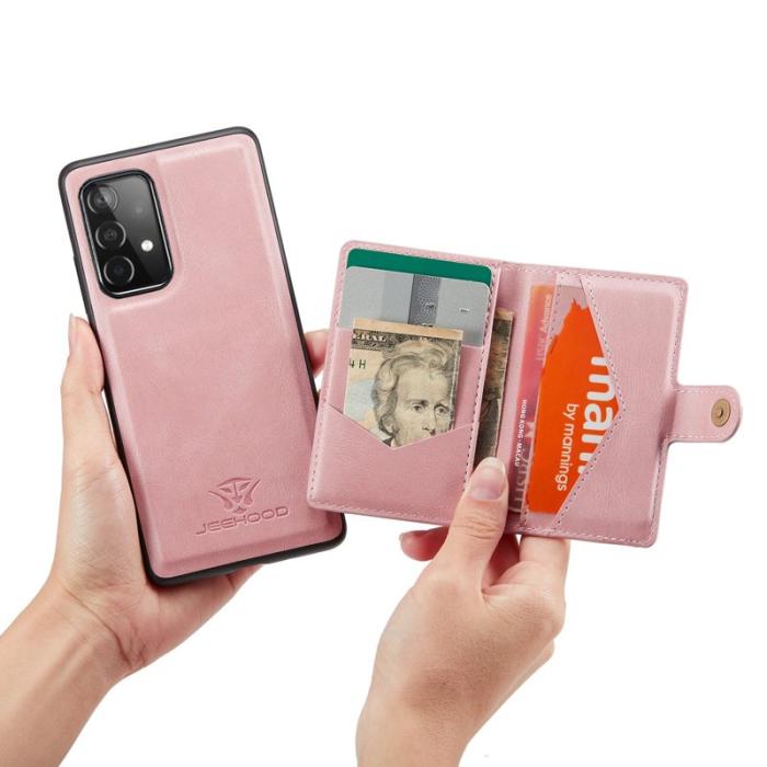 JEEHOOD - JEEHOOD Magnetic Konstläder Plånboksfodral för Samsung Galaxy A32 5G - Roséguld