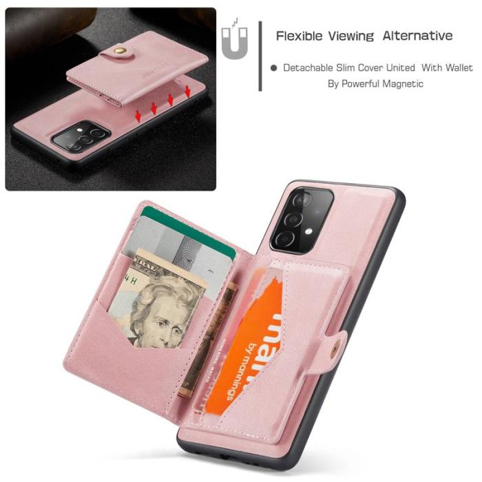 JEEHOOD - JEEHOOD Magnetic Konstläder Plånboksfodral för Samsung Galaxy A32 5G - Roséguld