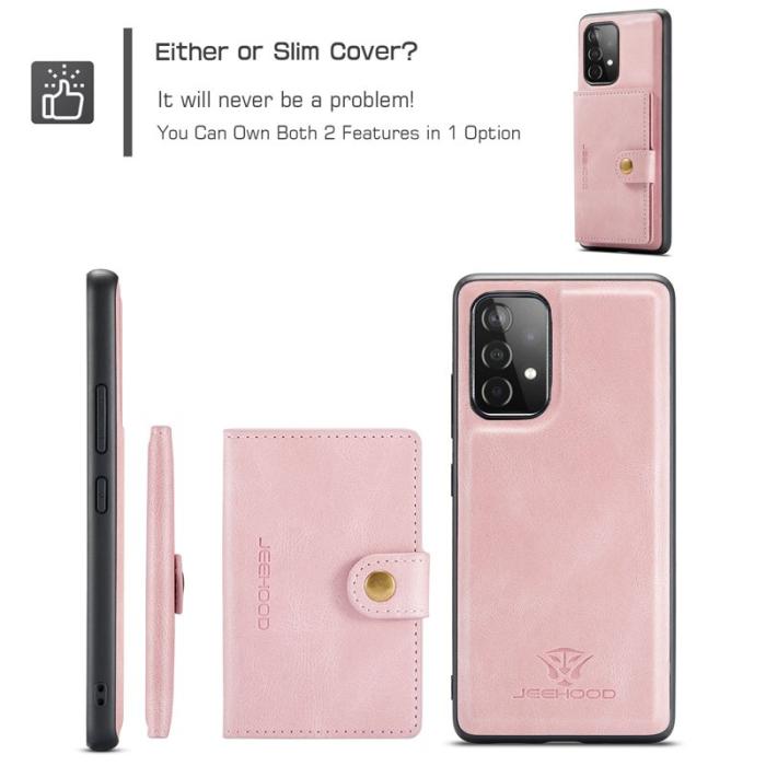 JEEHOOD - JEEHOOD Magnetic Konstläder Plånboksfodral för Samsung Galaxy A32 5G - Roséguld