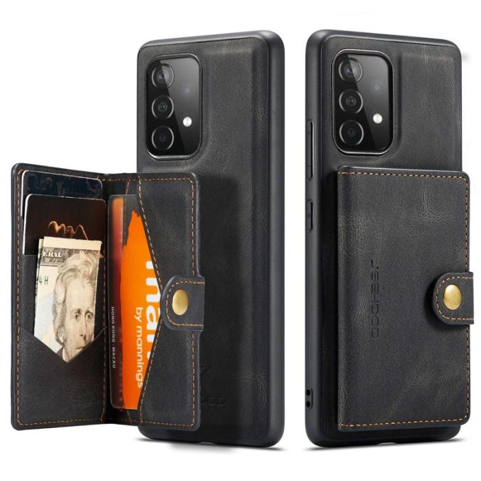 JEEHOOD - JEEHOOD Magnetic Konstläder Plånboksfodral för Samsung Galaxy A32 5G - Svart