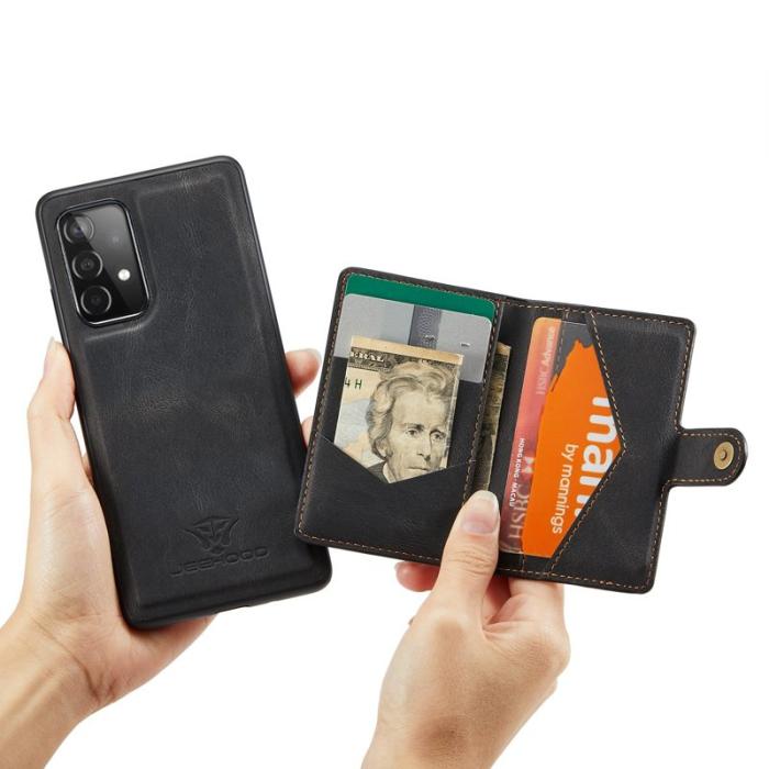 JEEHOOD - JEEHOOD Magnetic Konstläder Plånboksfodral för Samsung Galaxy A32 5G - Svart
