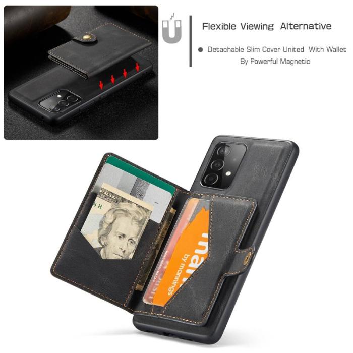 JEEHOOD - JEEHOOD Magnetic Konstläder Plånboksfodral för Samsung Galaxy A32 5G - Svart