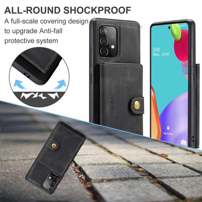 JEEHOOD - JEEHOOD Magnetic Konstläder Plånboksfodral för Samsung Galaxy A32 5G - Svart