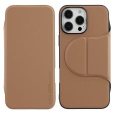 X-Level - X-LEVEL iPhone 16 Pro Fodral Konstl&auml;der Flip St&auml;ll Guld