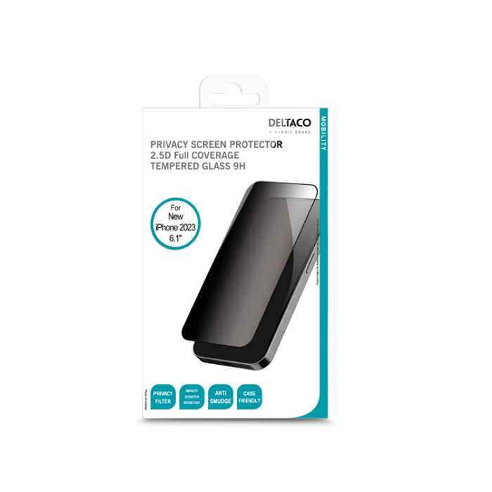 UTGATT1 - Deltaco iPhone 15 Plus Härdat Glas Skärmskydd 9H Sekretess