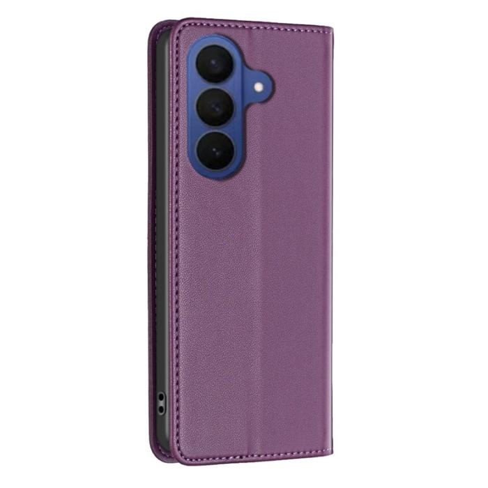 BINFEN COLOR - BINFEN Samsung Galaxy S26 Plus Skal Äkta Läder Med Ställ - Mörklila