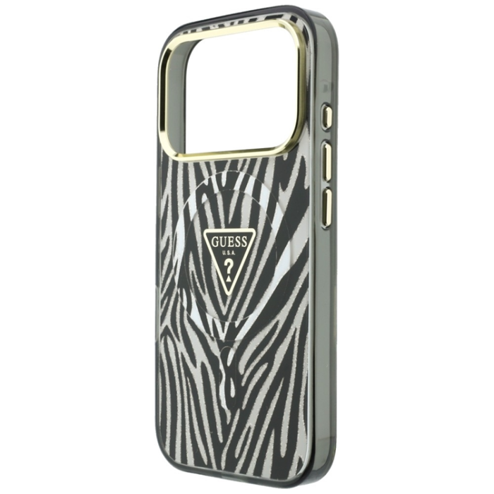 Guess - Guess Mobilskal För iPhone 18 Pro Max/17 Pro Max Magsafe IML Zebra Glitter