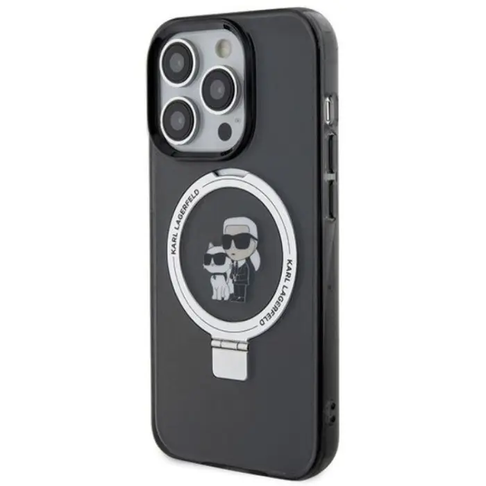 KARL LAGERFELD - KARL LAGERFELD iPhone 15 Mobilskal MagSafe Ringställ - Svart
