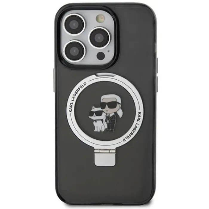 KARL LAGERFELD - KARL LAGERFELD iPhone 15 Mobilskal MagSafe Ringställ - Svart
