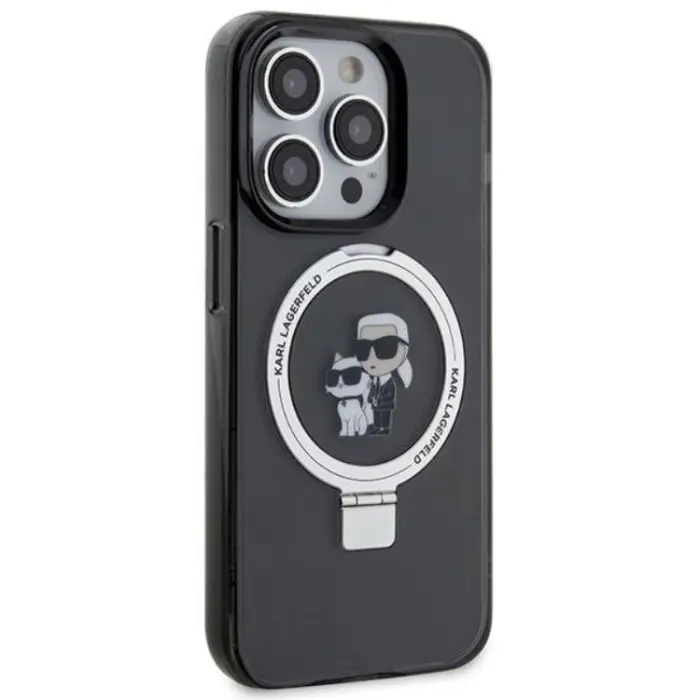 KARL LAGERFELD - KARL LAGERFELD iPhone 15 Mobilskal MagSafe Ringställ - Svart