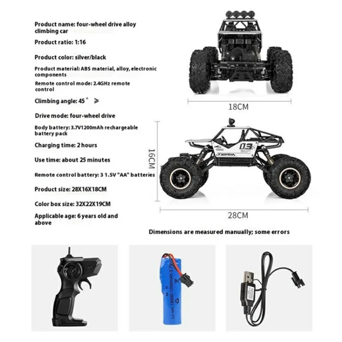OEM - RC Lastbil Legering Rock Crawler Klättring Bil Leksak - Svart