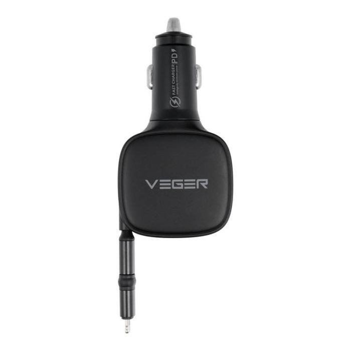 Veger - VEGER Billaddare 84W USB-C med Lightning/USB-C Kabel CC89 - Svart
