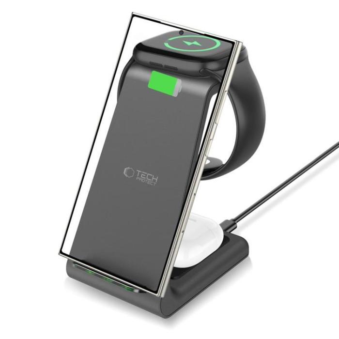 Tech-Protect - Tech-Protect 3-in-1 Trådlös Laddare För Samsung Produkter - Svart