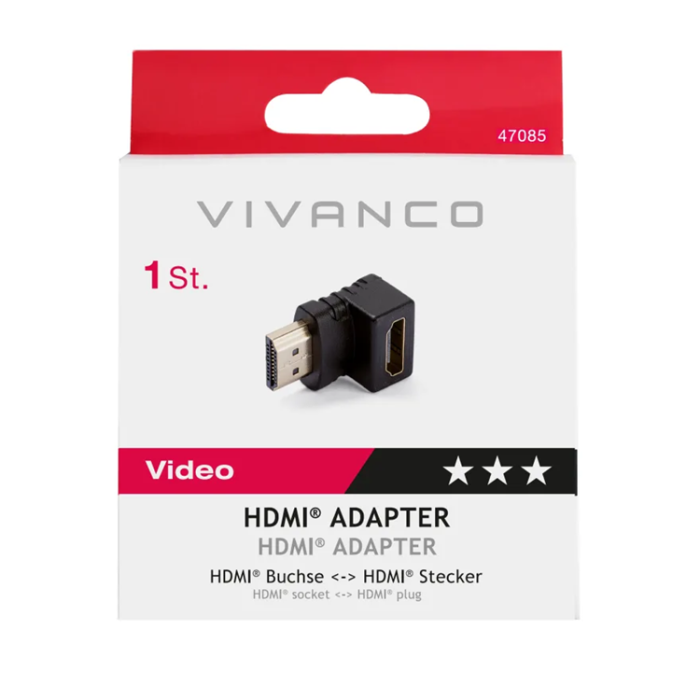 UTGATT1 - Vivanco Adapter HMDI A 90 Hona Hane Vinklad - Svart