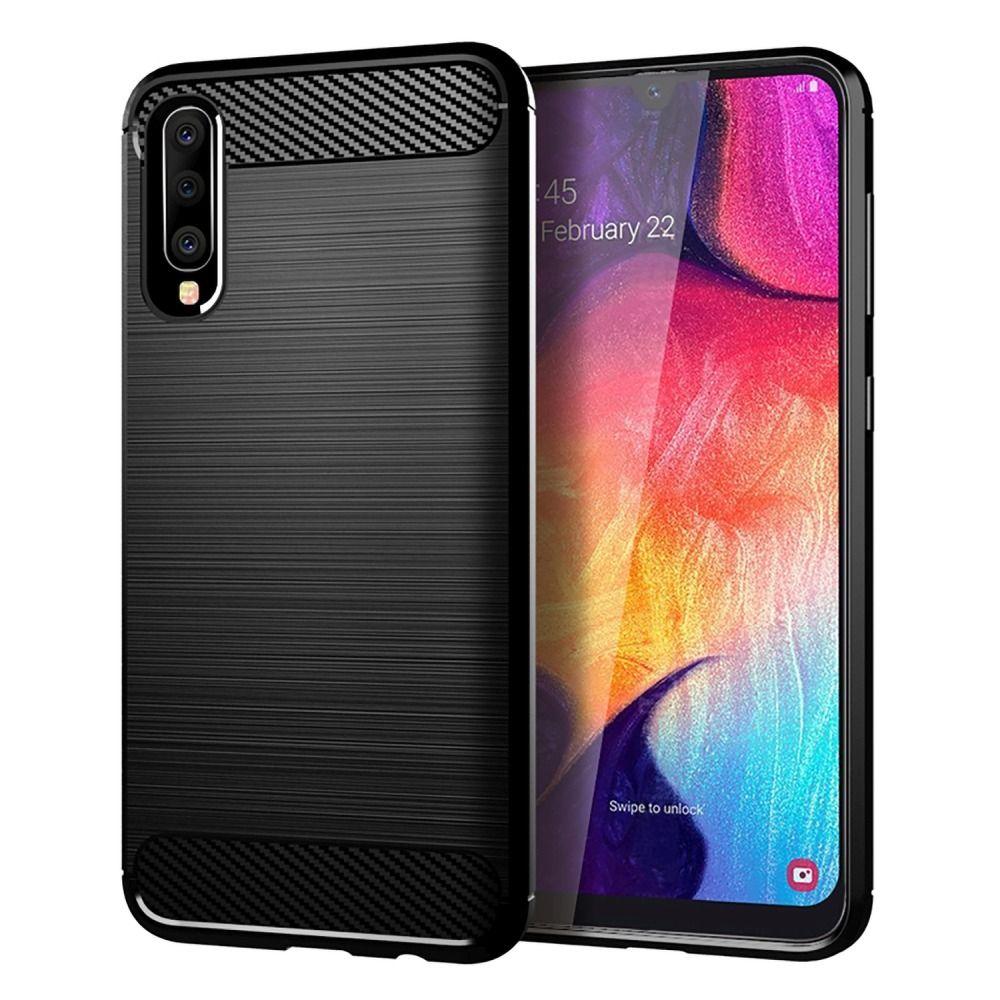 Galaxy A30s Skal Forcell Carbon Mjukplast - Svart | 2353 | AlltMobil
