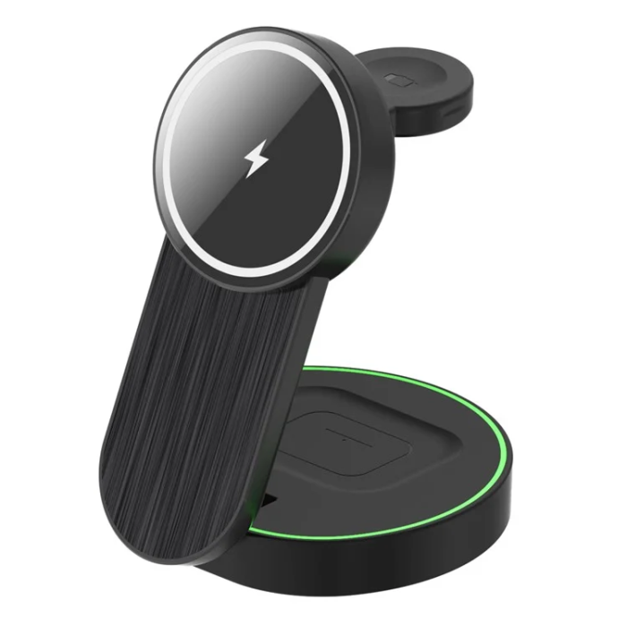 OEM - 3in1 MagSafe Trådlös Laddare iPhone Apple Watch Airpods 15W L9 (Svart)