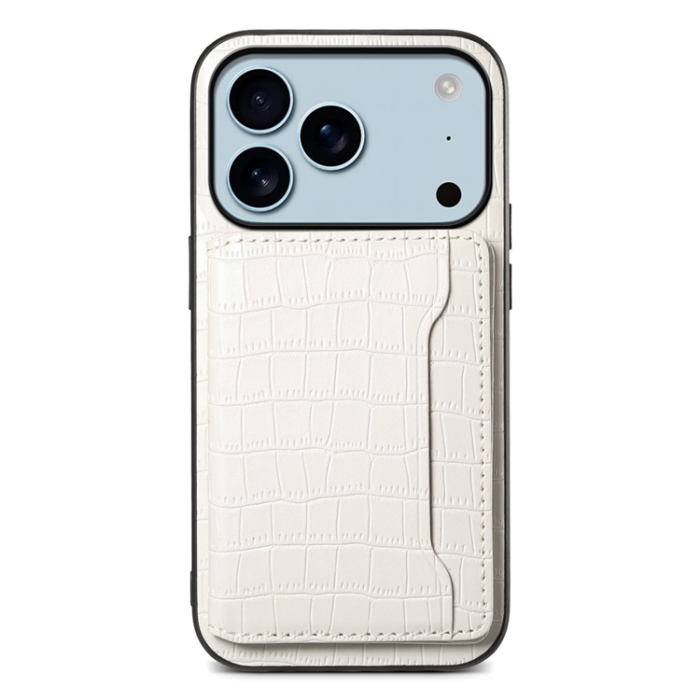 A-One Brand - iPhone 17 Pro Mobilskal Korthållare Crocodile - Vit