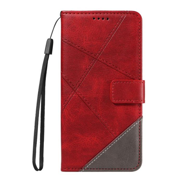 OEM - Samsung Galaxy S26 Ultra Fodral Äkta Läder Geometrisk Design - Röd