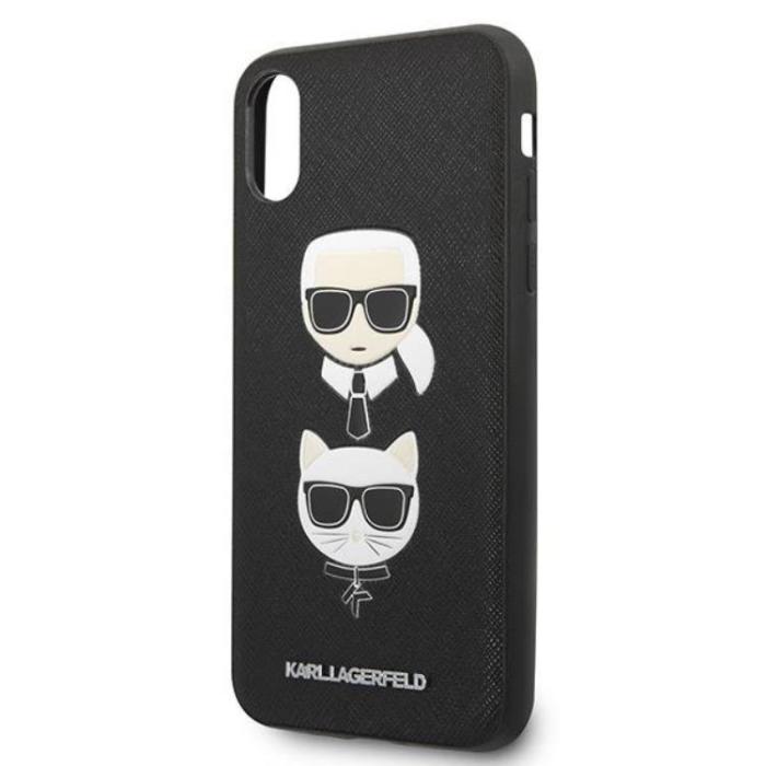 KARL LAGERFELD - Karl Lagerfeld iPhone XS Max Skal Saffiano Ikonik Karl & Choupette Head
