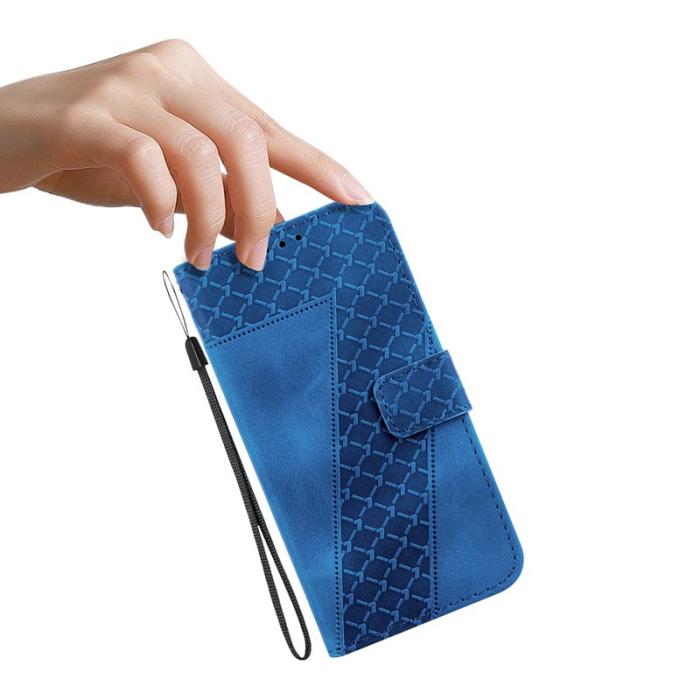OEM - Samsung Galaxy S26 / S26 Pro Ställskal 7-formad Mönster KonstLäder - Blå