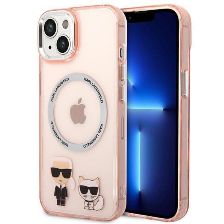 Karl Lagerfeld iPhone 14 Plus Skal Magsafe Karl & Choupette Aluminum - Rosa | 2353 | AlltMobil
