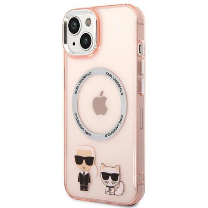 KARL LAGERFELD - Karl Lagerfeld iPhone 14 Plus Skal Magsafe Karl & Choupette Aluminum - Rosa