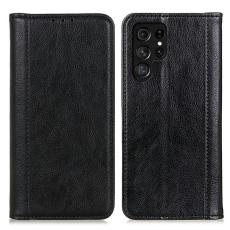 OEM - Samsung Galaxy S26 Ultra Pl&aring;nboksfodral &Auml;kta L&auml;der Litchi Textur - Svart