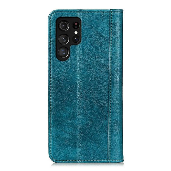OEM - Samsung Galaxy S26 Ultra Plånboksfodral Äkta Läder Litchi Textur - Grön