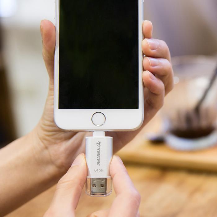 UTGATT5 - Transcend USB-minne med Lightning 64GB - Vit