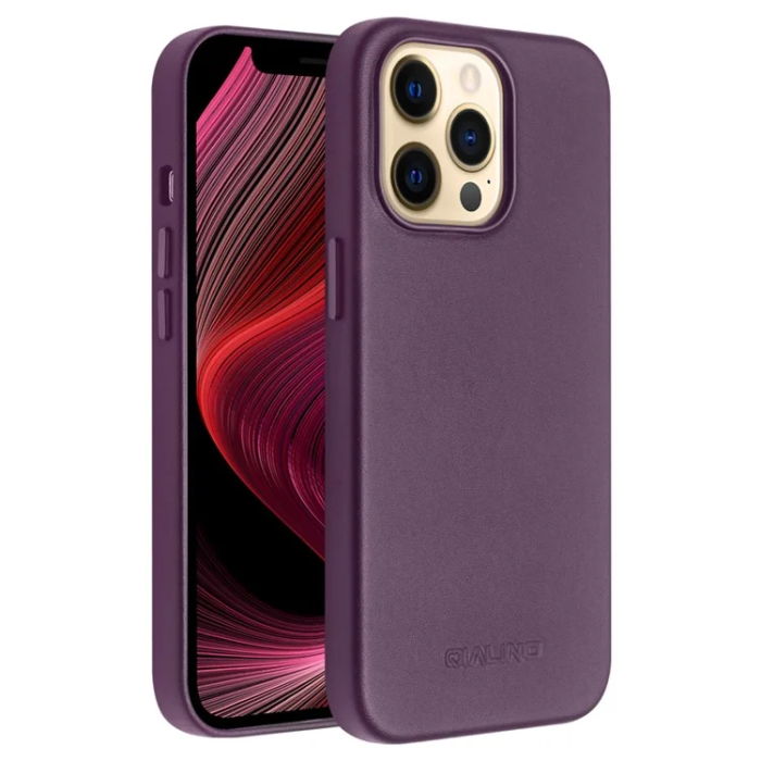 QIALINO - QIALINO iPhone 13 Pro Max Mobilskal MagSafe Äkta Läder - Lila