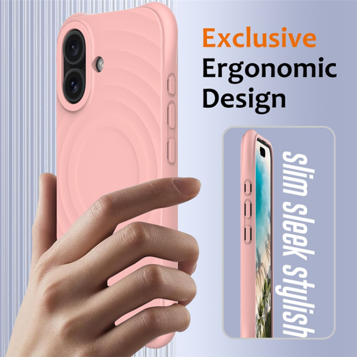 A-One Brand - iPhone 17 Mobilskal MagSafe Silikon Ripple Liquid - Rosa