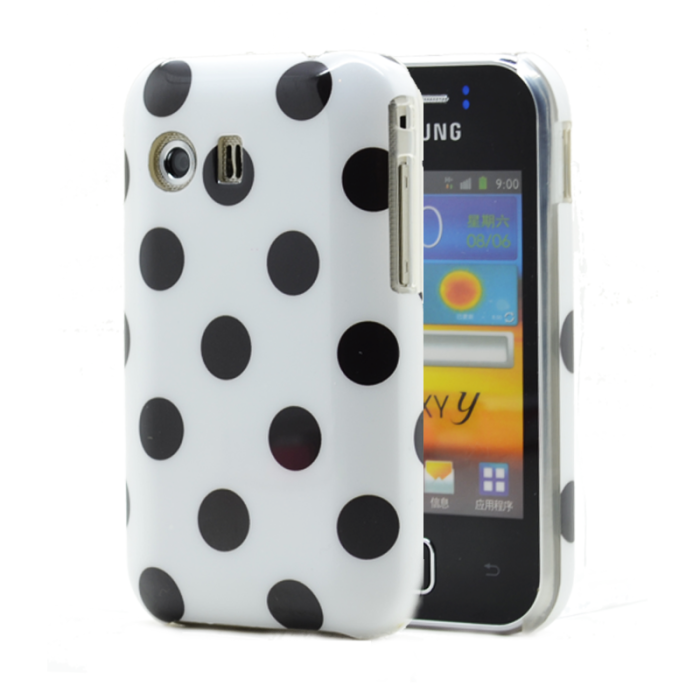 UTGATT5 - Baksideskal till Samsung Galaxy Y S5360 Polkadots - Vit