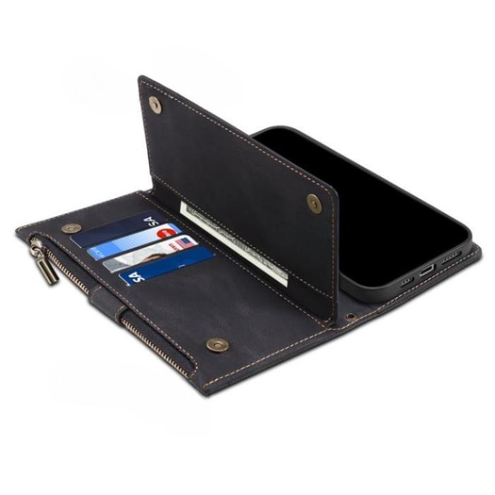 ESEBLE - ESEBLE Google Pixel 6a Plånboksfodral Zippered Kickstand - Svart