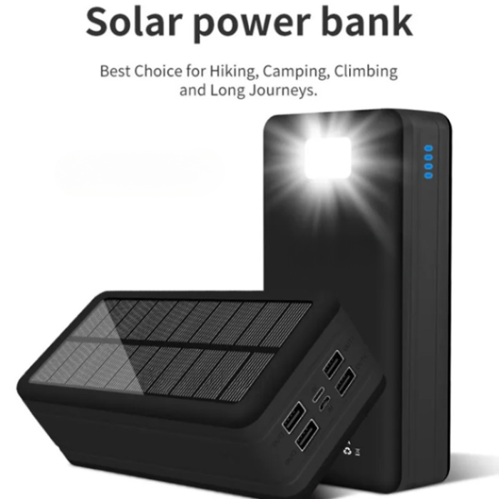 A-One Brand - Solar Powerbank 50000mAH med Camping Light - Svart