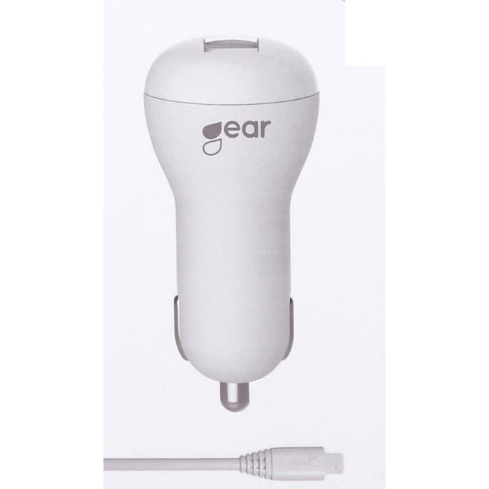 UTGATT1 - GEAR Laddare 12-24V 1xUSB 1A Lightning Kabel Rund 1m MFI - Vit