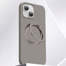 A-One Brand - iPhone 15 Mobilskal MagSafe Silikon Roterande Kickstand - Grå