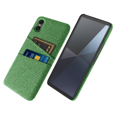 A-One Brand - Sony Xperia 10 VII Mobilskal med Dual Kortfack Tyg + PC - Grön