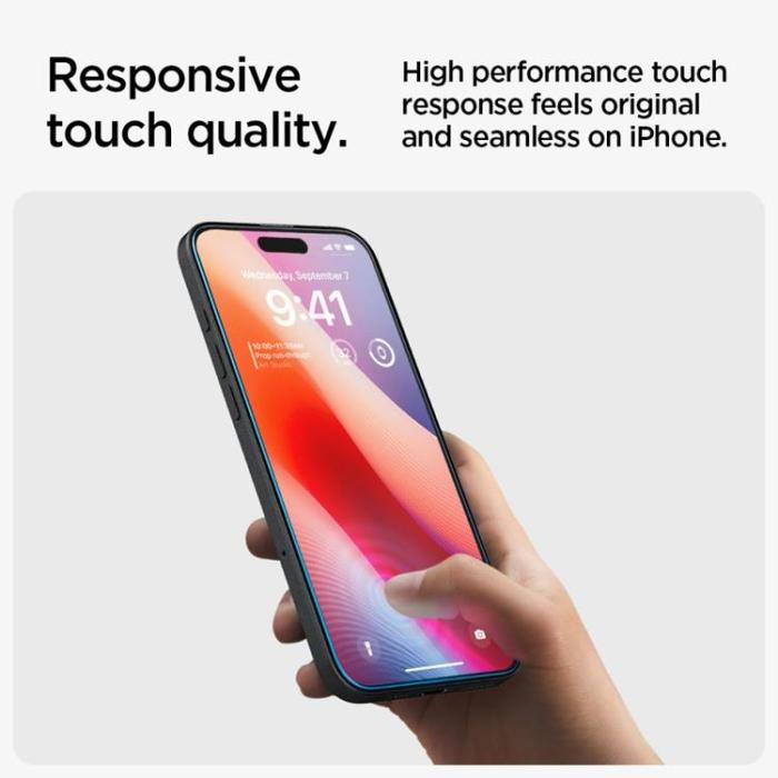 Spigen - Spigen iPhone 15/16 Härdat Glas Skärmskydd 'EZ' Fit - Clear
