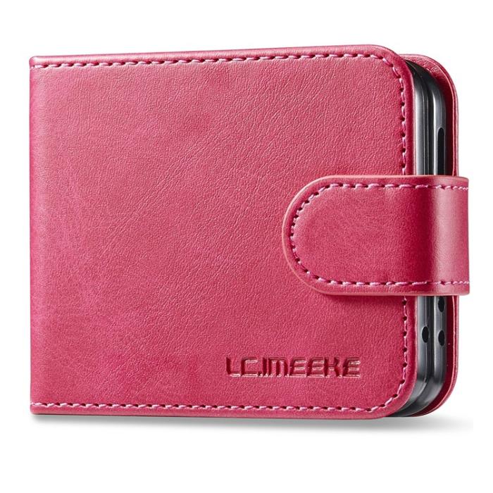 LC.imeeke - LC.IMEEKE Galaxy Z Flip 5 Mobilskal Korthållare Calf - Magenta